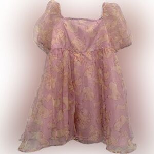 Girls NWT Pokémon Pikachu Organza Chiffon Puff Sleeve Babydoll Dress ✨⭐️